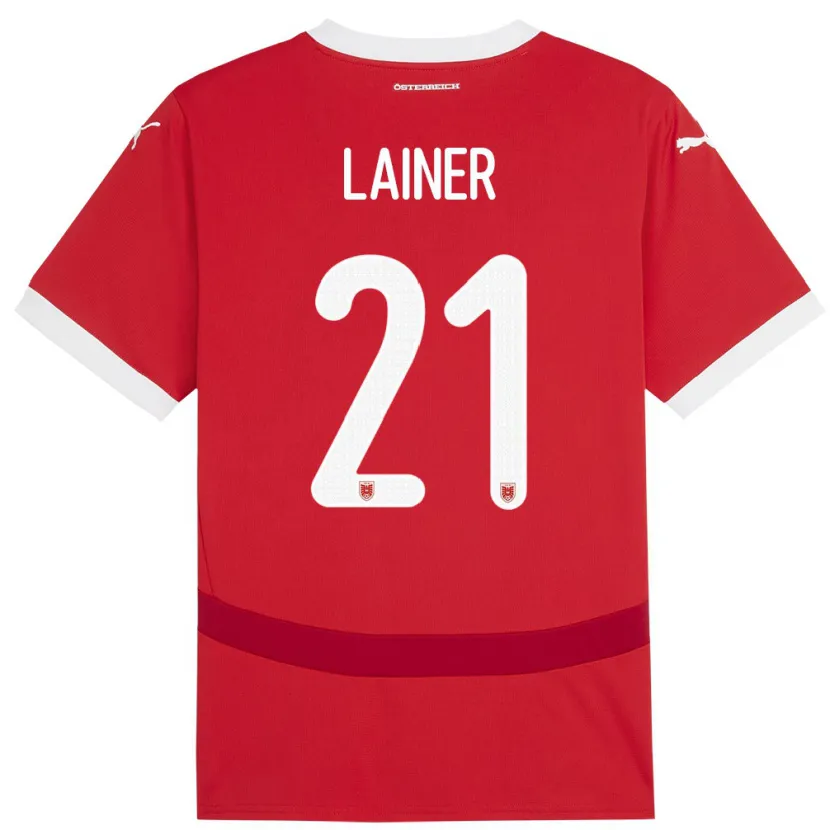 Danxen Børn Østrig Stefan Lainer #21 Rød Hjemmebane Spillertrøjer 24-26 Trøje T-Shirt