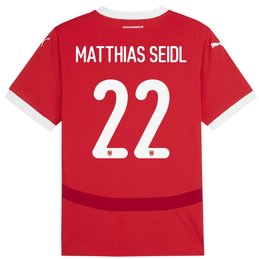 Danxen Børn Østrig Matthias Seidl #22 Rød Hjemmebane Spillertrøjer 24-26 Trøje T-Shirt