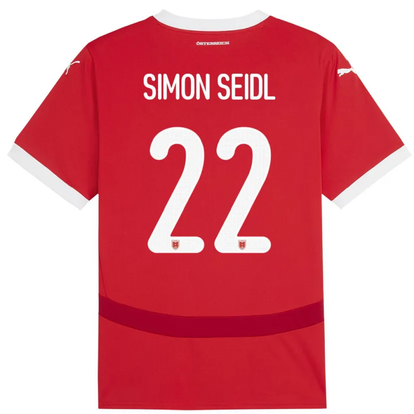 Danxen Børn Østrig Simon Seidl #22 Rød Hjemmebane Spillertrøjer 24-26 Trøje T-Shirt