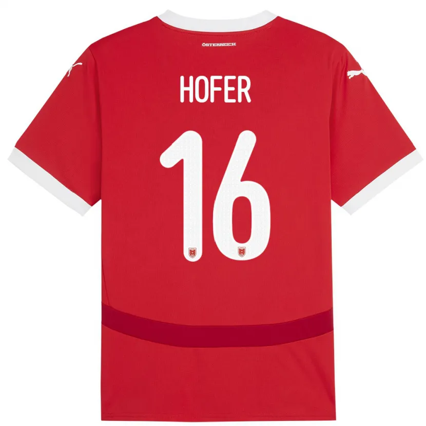 Danxen Børn Østrig Raphael Hofer #16 Rød Hjemmebane Spillertrøjer 24-26 Trøje T-Shirt