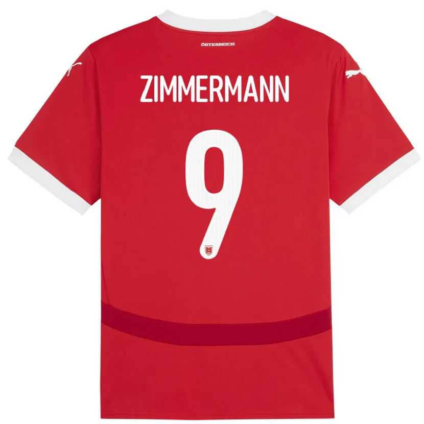 Danxen Børn Østrig Bernhard Zimmermann #9 Rød Hjemmebane Spillertrøjer 24-26 Trøje T-Shirt