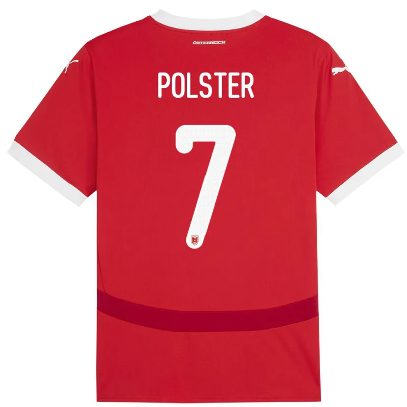 Danxen Børn Østrig Manuel Polster #7 Rød Hjemmebane Spillertrøjer 24-26 Trøje T-Shirt