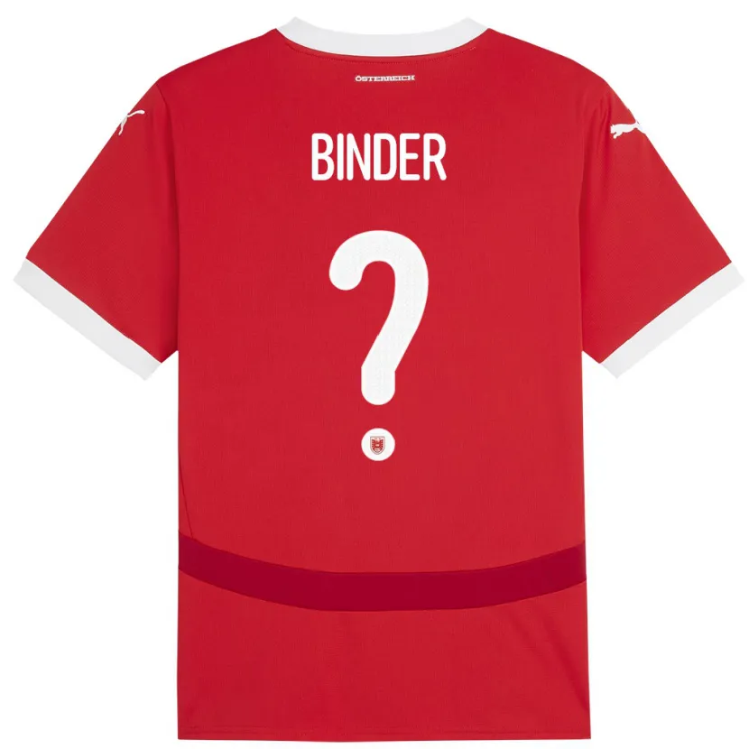 Danxen Børn Østrig Nicolas Binder #0 Rød Hjemmebane Spillertrøjer 24-26 Trøje T-Shirt