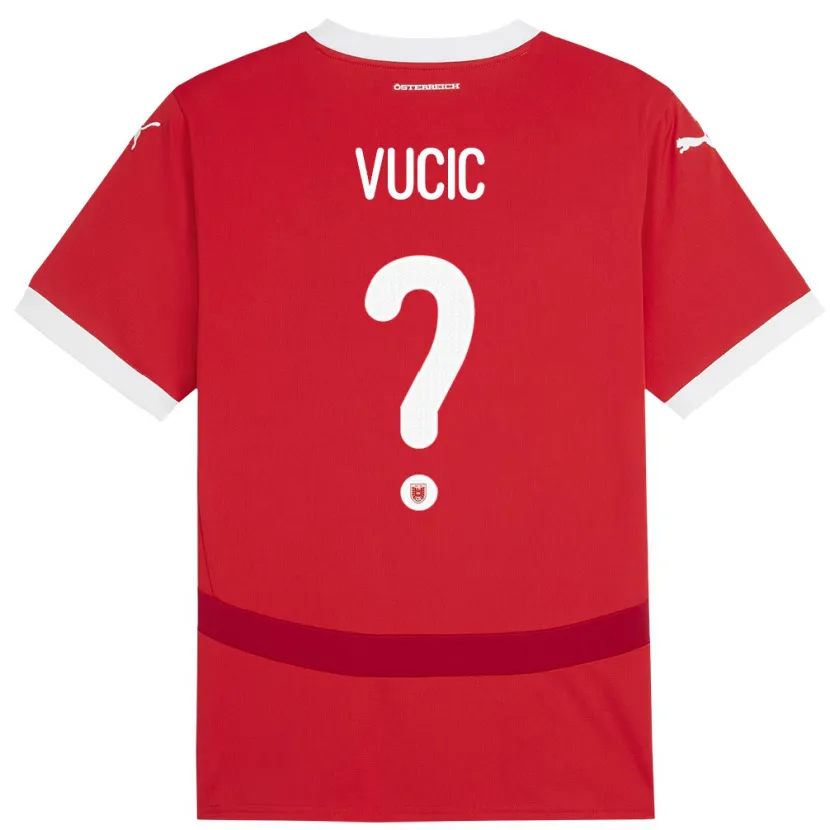 Danxen Børn Østrig Romeo Vucic #0 Rød Hjemmebane Spillertrøjer 24-26 Trøje T-Shirt