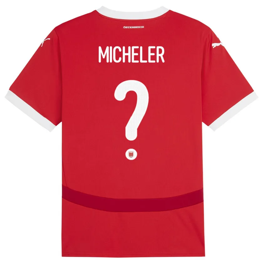 Danxen Børn Østrig Florian Micheler #0 Rød Hjemmebane Spillertrøjer 24-26 Trøje T-Shirt