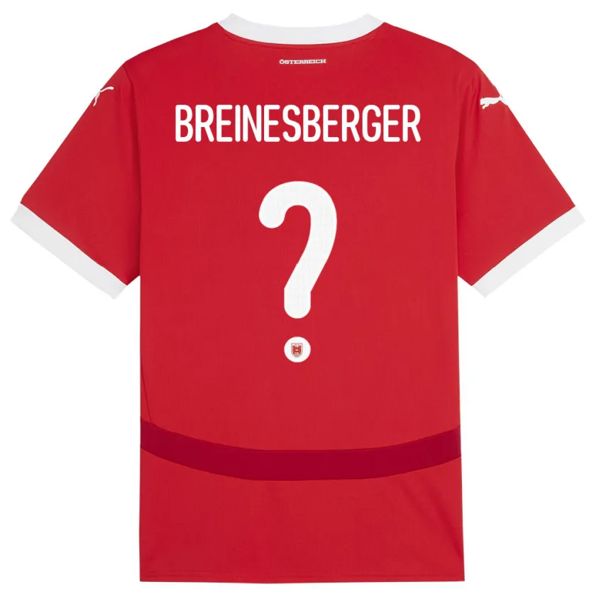 Danxen Børn Østrig Christoph Breinesberger #0 Rød Hjemmebane Spillertrøjer 24-26 Trøje T-Shirt