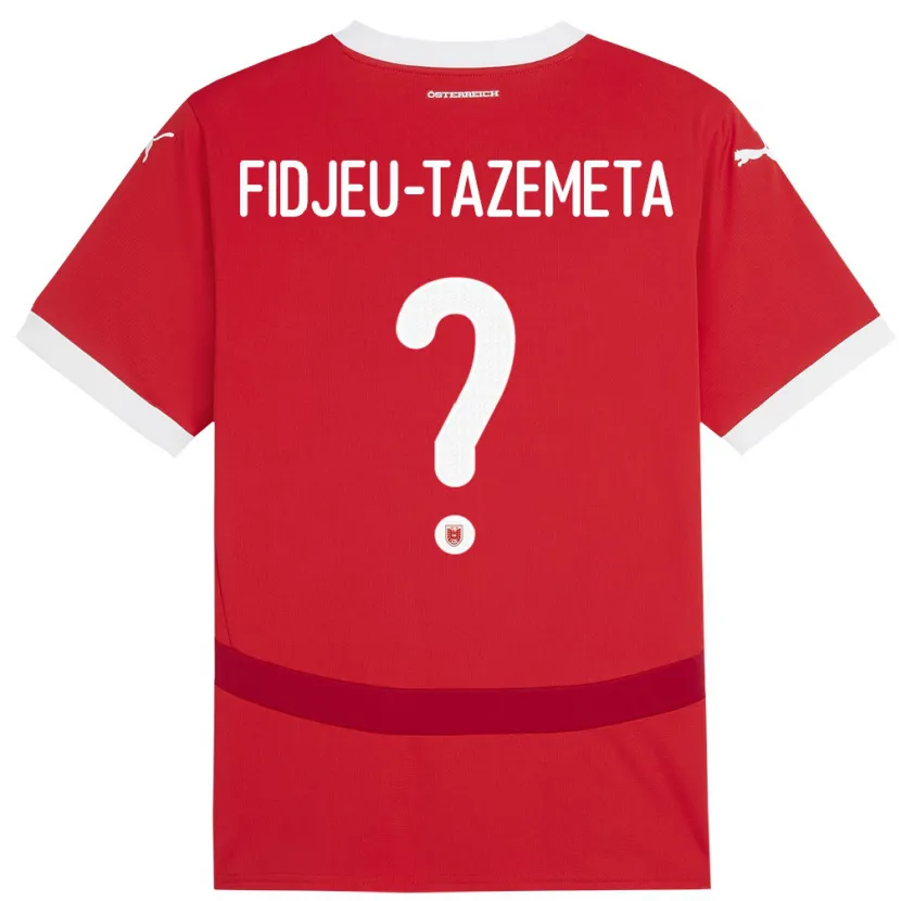 Danxen Børn Østrig Thierry Fidjeu-Tazemeta #0 Rød Hjemmebane Spillertrøjer 24-26 Trøje T-Shirt