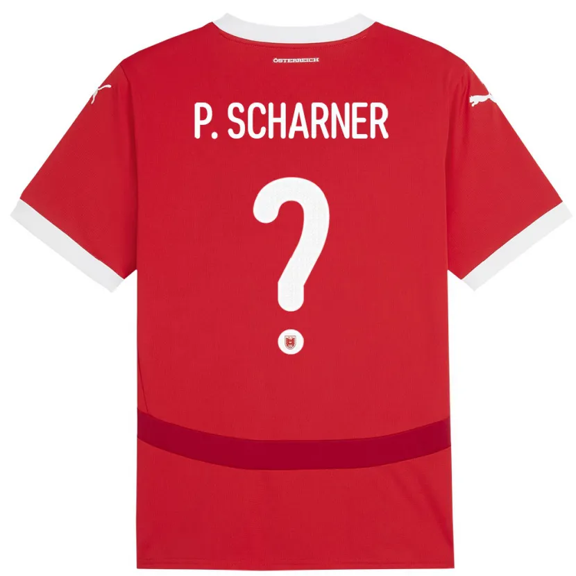 Danxen Børn Østrig Paul Scharner #0 Rød Hjemmebane Spillertrøjer 24-26 Trøje T-Shirt