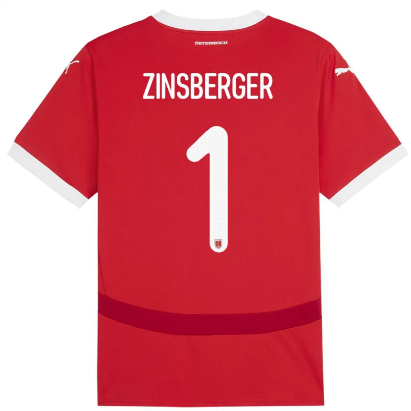 Danxen Børn Østrig Manuela Zinsberger #1 Rød Hjemmebane Spillertrøjer 24-26 Trøje T-Shirt