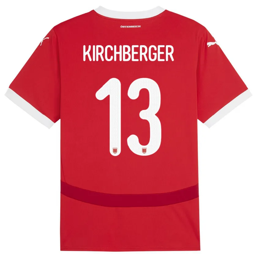 Danxen Børn Østrig Virginia Kirchberger #13 Rød Hjemmebane Spillertrøjer 24-26 Trøje T-Shirt