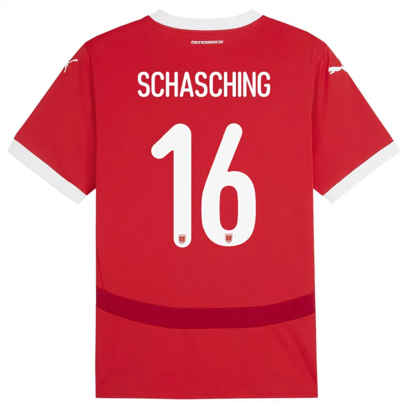 Danxen Børn Østrig Annabel Schasching #16 Rød Hjemmebane Spillertrøjer 24-26 Trøje T-Shirt