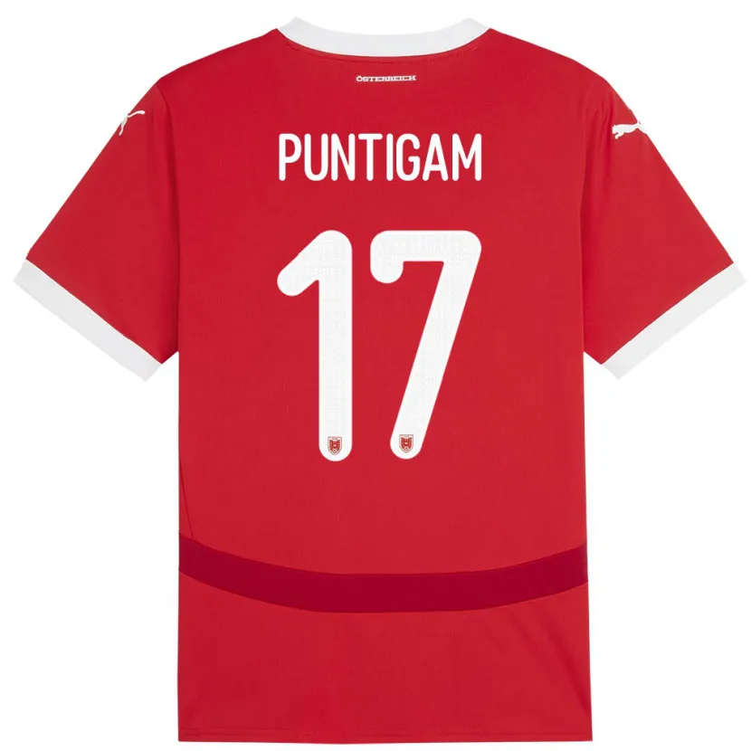 Danxen Børn Østrig Sarah Puntigam #17 Rød Hjemmebane Spillertrøjer 24-26 Trøje T-Shirt