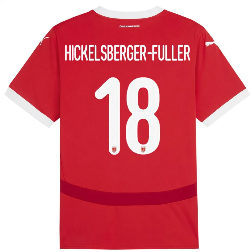 Danxen Børn Østrig Julia Hickelsberger-Füller #18 Rød Hjemmebane Spillertrøjer 24-26 Trøje T-Shirt