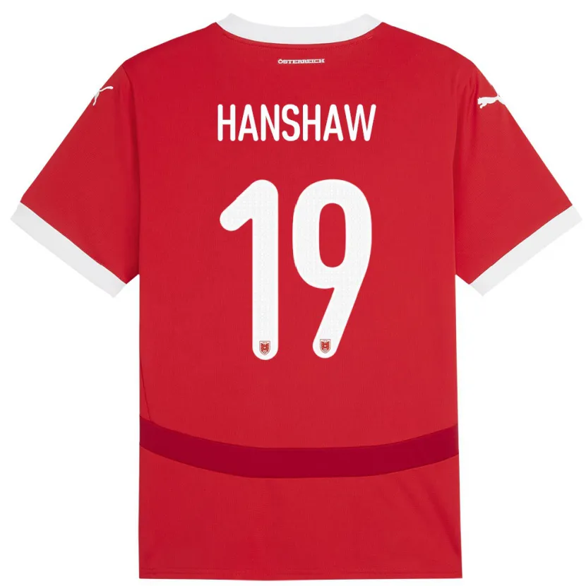 Danxen Børn Østrig Verena Hanshaw #19 Rød Hjemmebane Spillertrøjer 24-26 Trøje T-Shirt