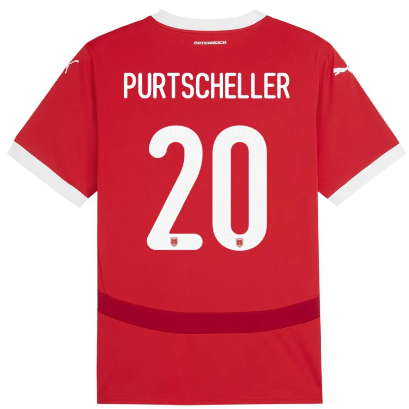 Danxen Børn Østrig Lilli Purtscheller #20 Rød Hjemmebane Spillertrøjer 24-26 Trøje T-Shirt