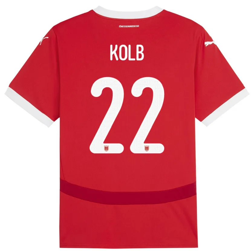 Danxen Børn Østrig Lisa Kolb #22 Rød Hjemmebane Spillertrøjer 24-26 Trøje T-Shirt