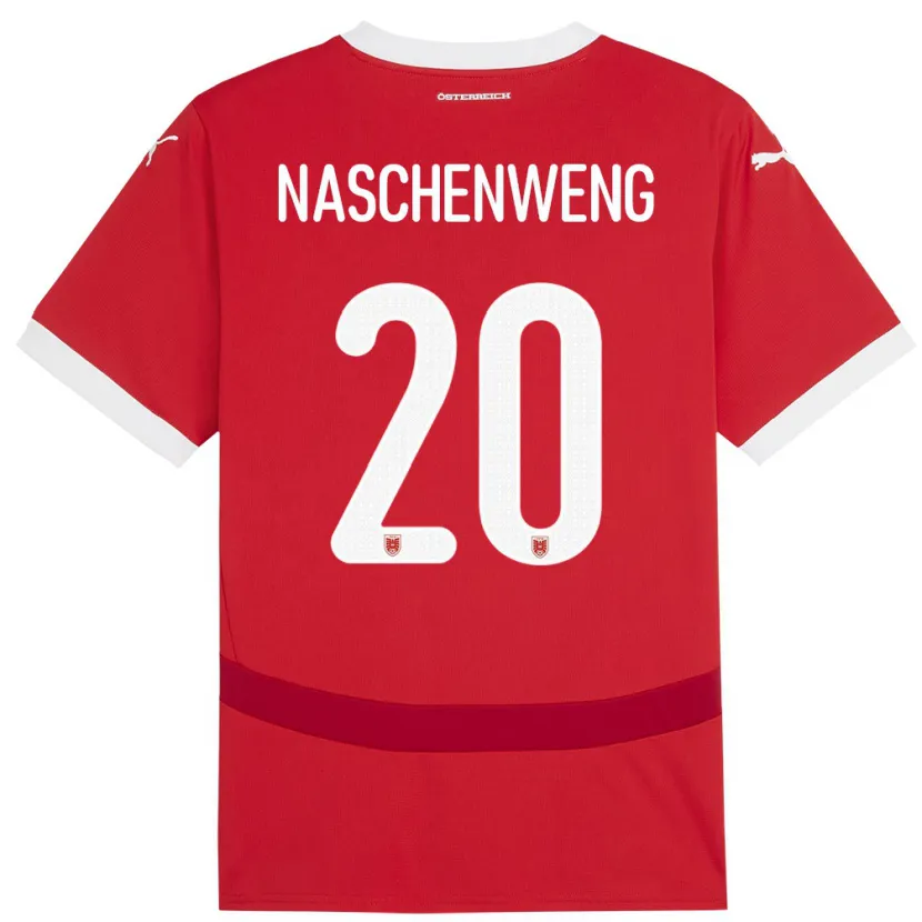 Danxen Børn Østrig Katharina Naschenweng #20 Rød Hjemmebane Spillertrøjer 24-26 Trøje T-Shirt