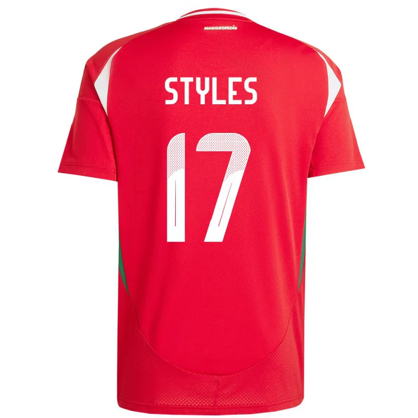 Danxen Børn Ungarn Callum Styles #17 Rød Hjemmebane Spillertrøjer 24-26 Trøje T-Shirt