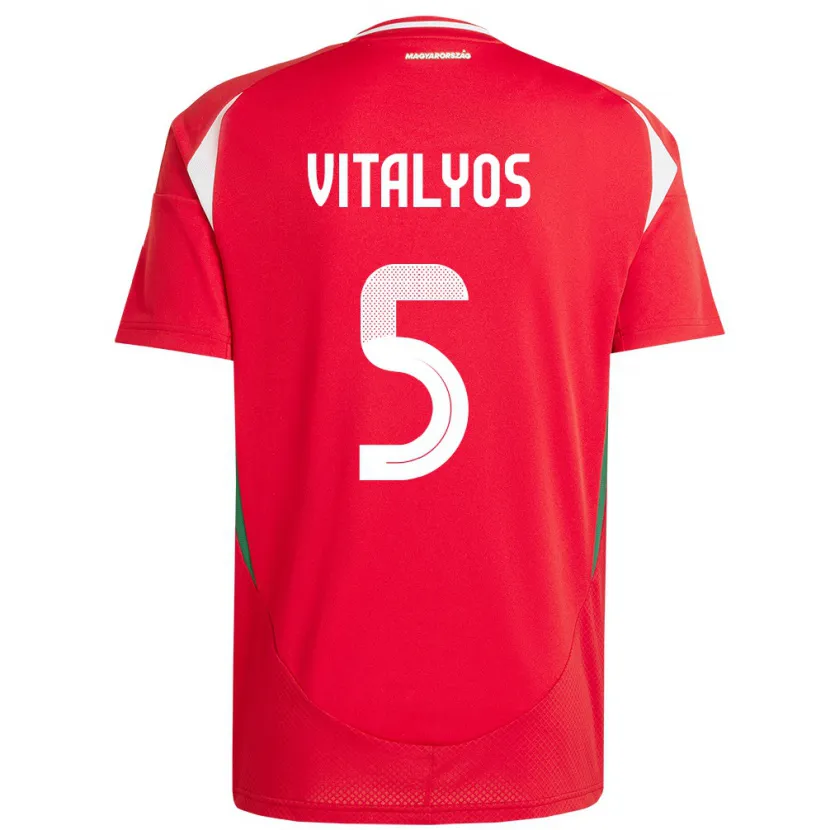 Danxen Børn Ungarn Viktor Vitályos #5 Rød Hjemmebane Spillertrøjer 24-26 Trøje T-Shirt