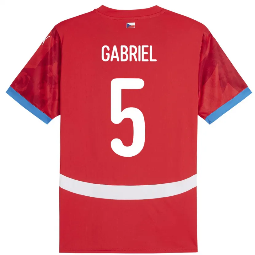 Danxen Børn Tjekkiet Adam Gabriel #5 Rød Hjemmebane Spillertrøjer 24-26 Trøje T-Shirt