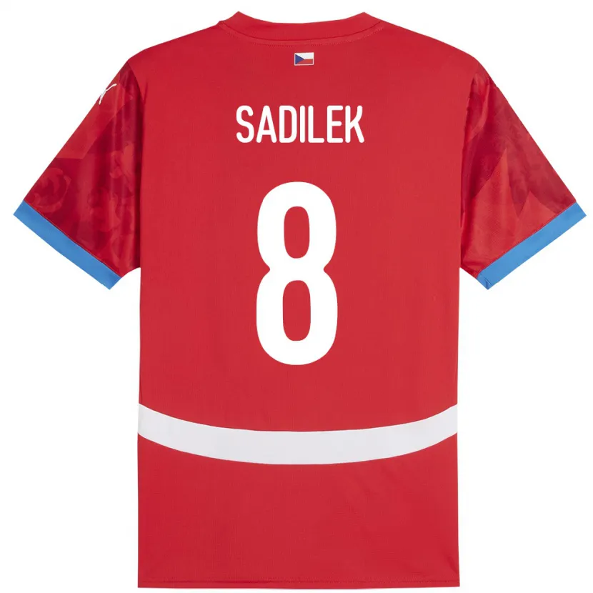 Danxen Børn Tjekkiet Michal Sadílek #8 Rød Hjemmebane Spillertrøjer 24-26 Trøje T-Shirt