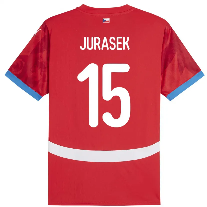 Danxen Børn Tjekkiet David Jurásek #15 Rød Hjemmebane Spillertrøjer 24-26 Trøje T-Shirt