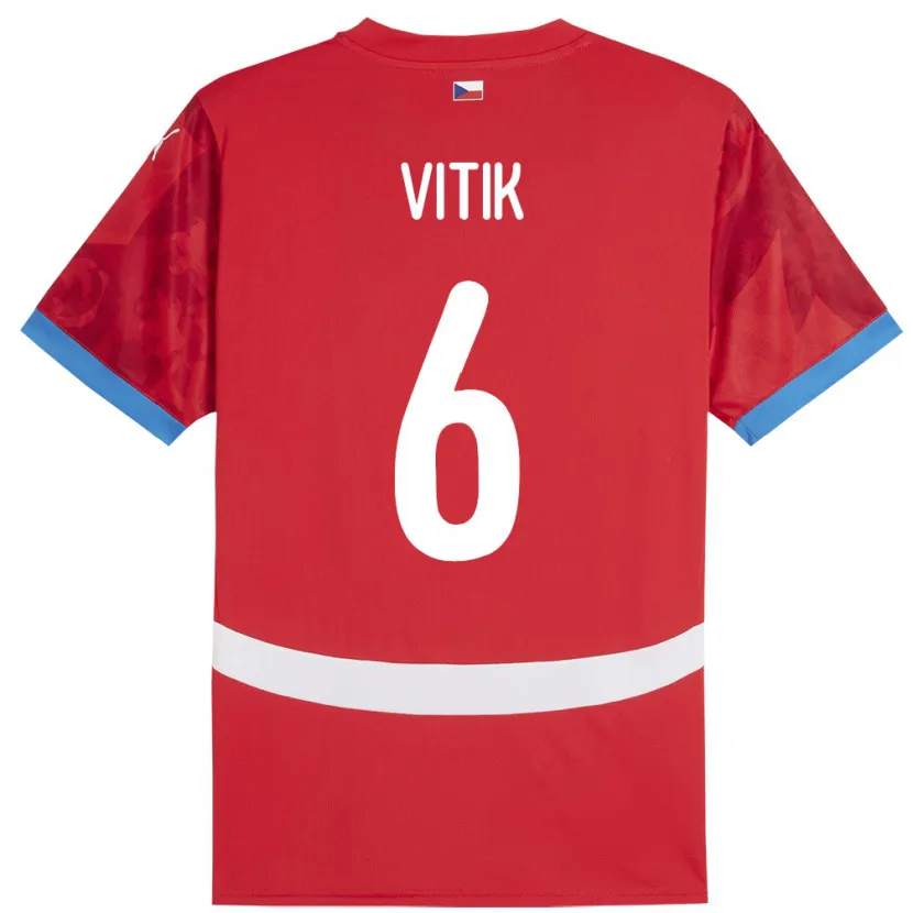 Danxen Børn Tjekkiet Martin Vitík #6 Rød Hjemmebane Spillertrøjer 24-26 Trøje T-Shirt