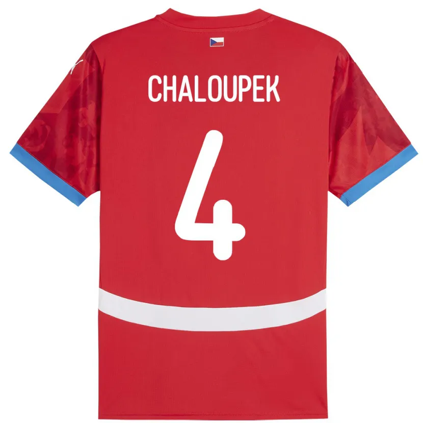 Danxen Børn Tjekkiet Stepan Chaloupek #4 Rød Hjemmebane Spillertrøjer 24-26 Trøje T-Shirt