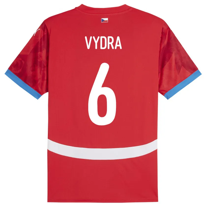 Danxen Børn Tjekkiet Patrik Vydra #6 Rød Hjemmebane Spillertrøjer 24-26 Trøje T-Shirt