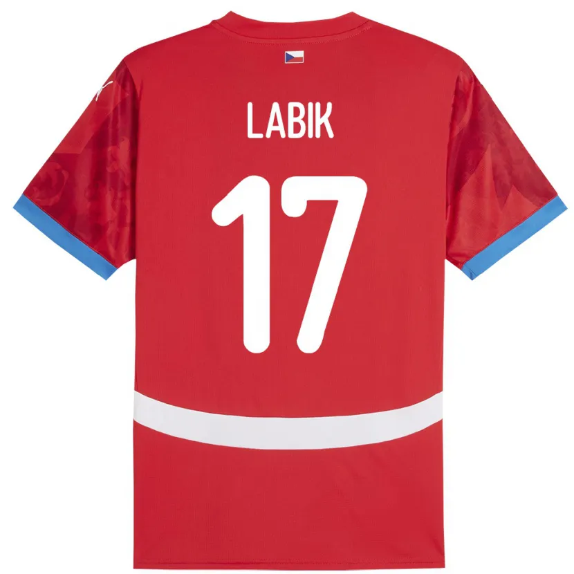 Danxen Børn Tjekkiet Albert Labik #17 Rød Hjemmebane Spillertrøjer 24-26 Trøje T-Shirt