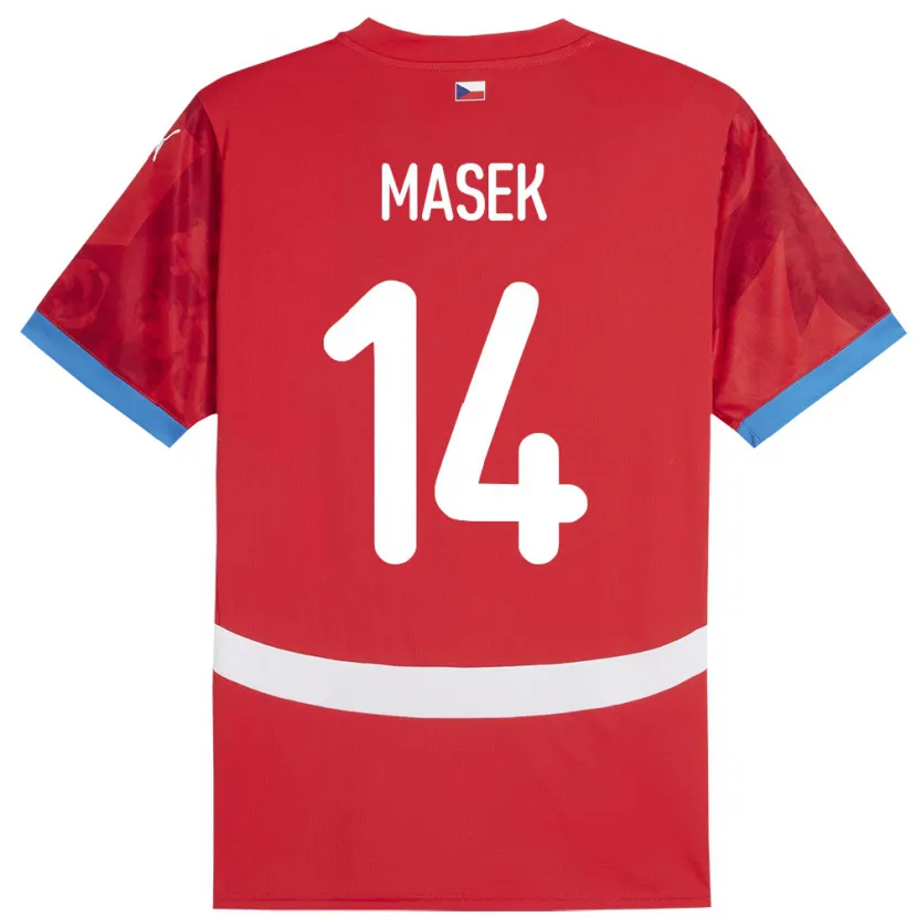 Danxen Børn Tjekkiet Lukas Masek #14 Rød Hjemmebane Spillertrøjer 24-26 Trøje T-Shirt