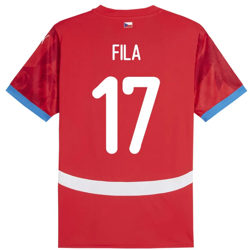 Danxen Børn Tjekkiet Lukas Fila #17 Rød Hjemmebane Spillertrøjer 24-26 Trøje T-Shirt