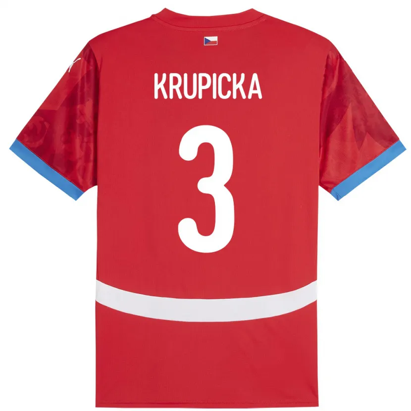 Danxen Børn Tjekkiet David Krupicka #3 Rød Hjemmebane Spillertrøjer 24-26 Trøje T-Shirt