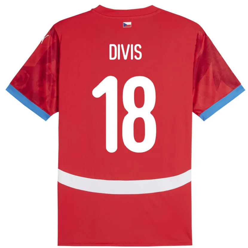 Danxen Børn Tjekkiet Matej Divis #18 Rød Hjemmebane Spillertrøjer 24-26 Trøje T-Shirt