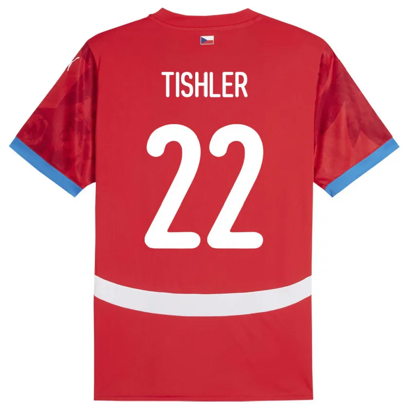 Danxen Børn Tjekkiet Daniel Tishler #22 Rød Hjemmebane Spillertrøjer 24-26 Trøje T-Shirt