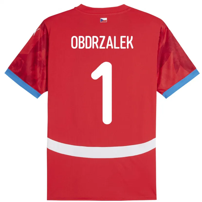 Danxen Børn Tjekkiet Marek Obdrzalek #1 Rød Hjemmebane Spillertrøjer 24-26 Trøje T-Shirt