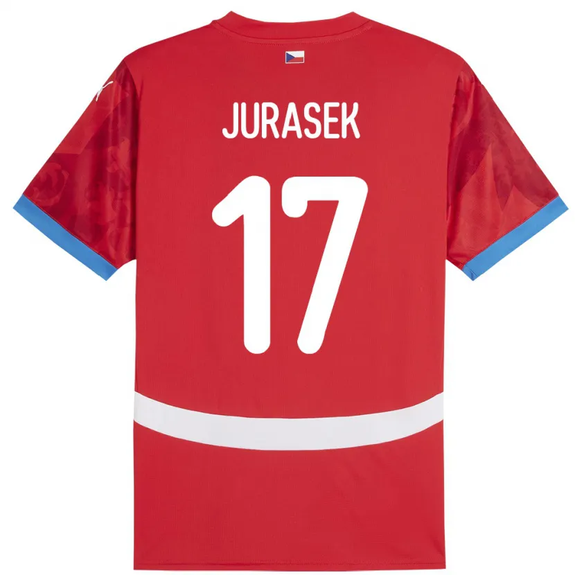 Danxen Børn Tjekkiet Patrik Jurasek #17 Rød Hjemmebane Spillertrøjer 24-26 Trøje T-Shirt