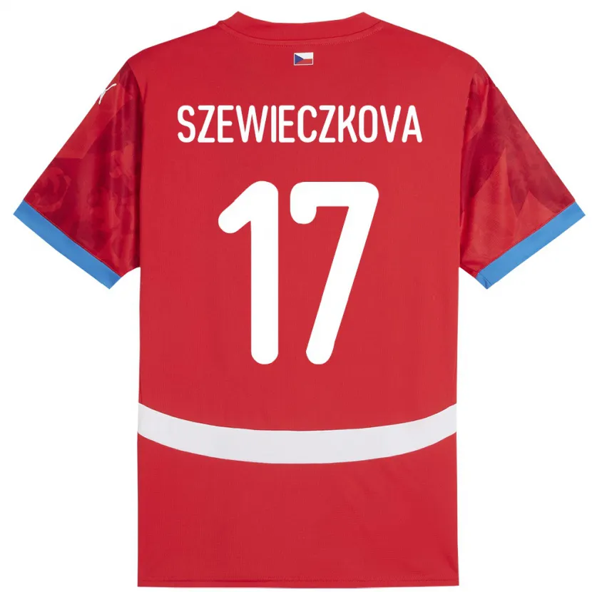 Danxen Børn Tjekkiet Tereza Szewieczková #17 Rød Hjemmebane Spillertrøjer 24-26 Trøje T-Shirt