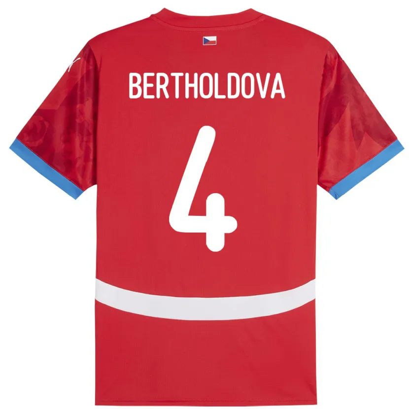 Danxen Børn Tjekkiet Petra Bertholdová #4 Rød Hjemmebane Spillertrøjer 24-26 Trøje T-Shirt