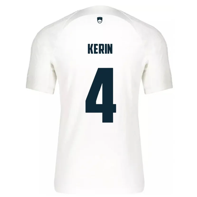 Danxen Børn Slovenien Mark Kerin #4 Hvid Hjemmebane Spillertrøjer 24-26 Trøje T-Shirt