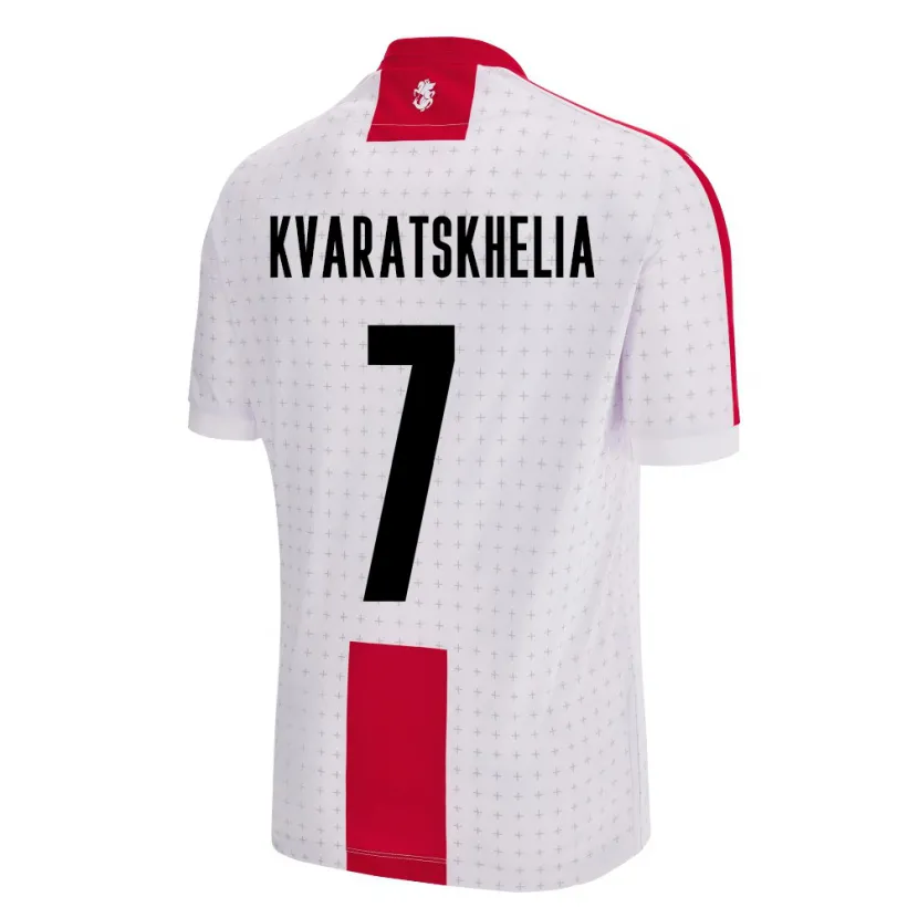 Danxen Børn Georgia Khvicha Kvaratskhelia #7 Hvid Hjemmebane Spillertrøjer 24-26 Trøje T-Shirt