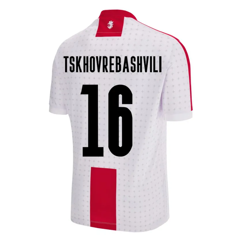 Danxen Børn Georgia Nikoloz Tskhovrebashvili #16 Hvid Hjemmebane Spillertrøjer 24-26 Trøje T-Shirt