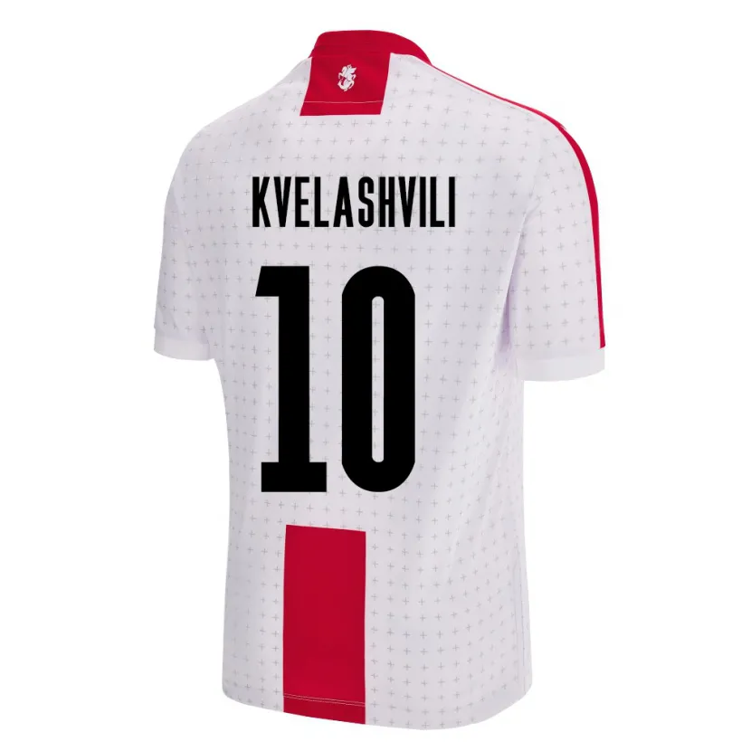 Danxen Børn Georgia Nikoloz Kvelashvili #10 Hvid Hjemmebane Spillertrøjer 24-26 Trøje T-Shirt