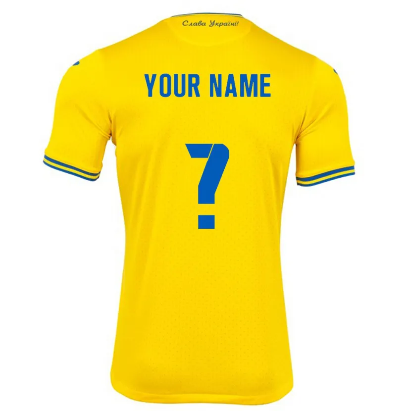 Danxen Børn Ukraine Dit Navn #0 Gul Hjemmebane Spillertrøjer 24-26 Trøje T-Shirt