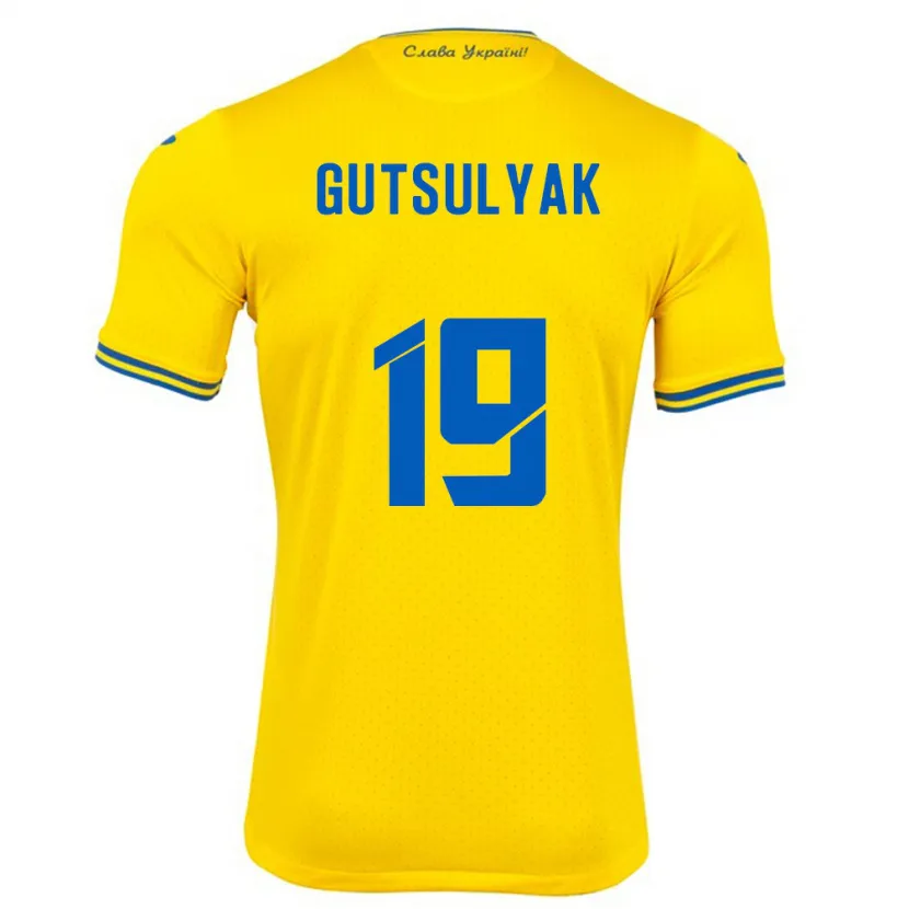 Danxen Børn Ukraine Oleksiy Gutsulyak #19 Gul Hjemmebane Spillertrøjer 24-26 Trøje T-Shirt