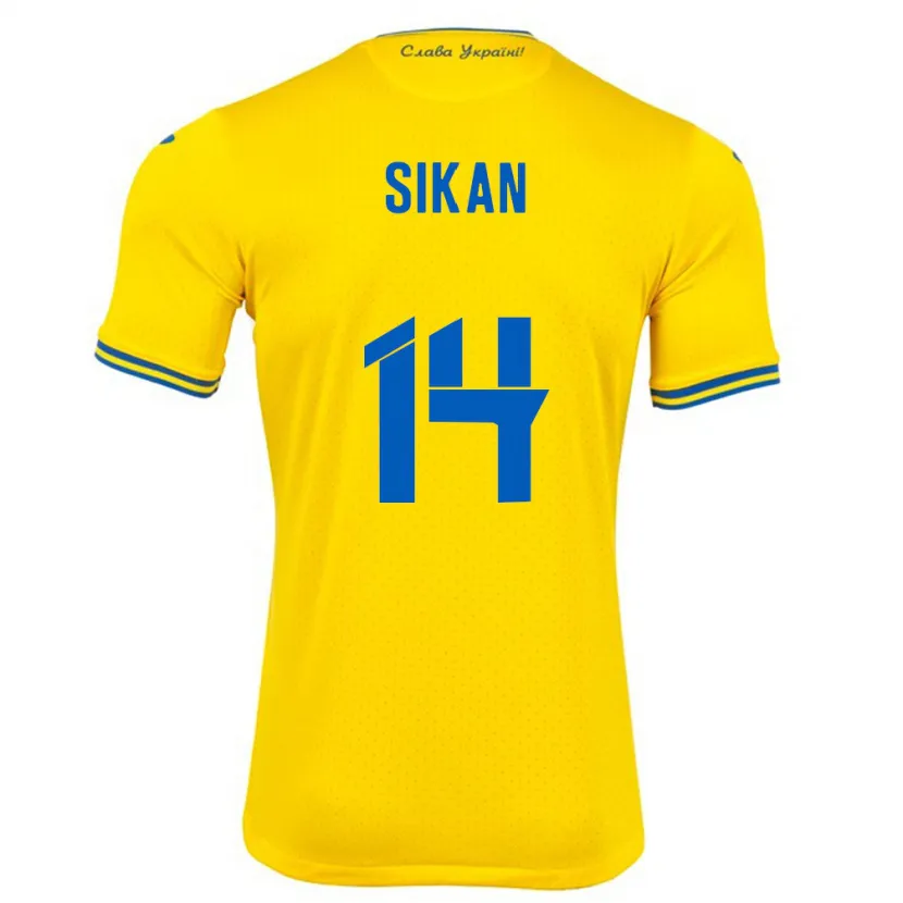 Danxen Børn Ukraine Danylo Sikan #14 Gul Hjemmebane Spillertrøjer 24-26 Trøje T-Shirt