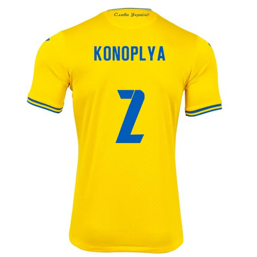 Danxen Børn Ukraine Yukhym Konoplya #2 Gul Hjemmebane Spillertrøjer 24-26 Trøje T-Shirt