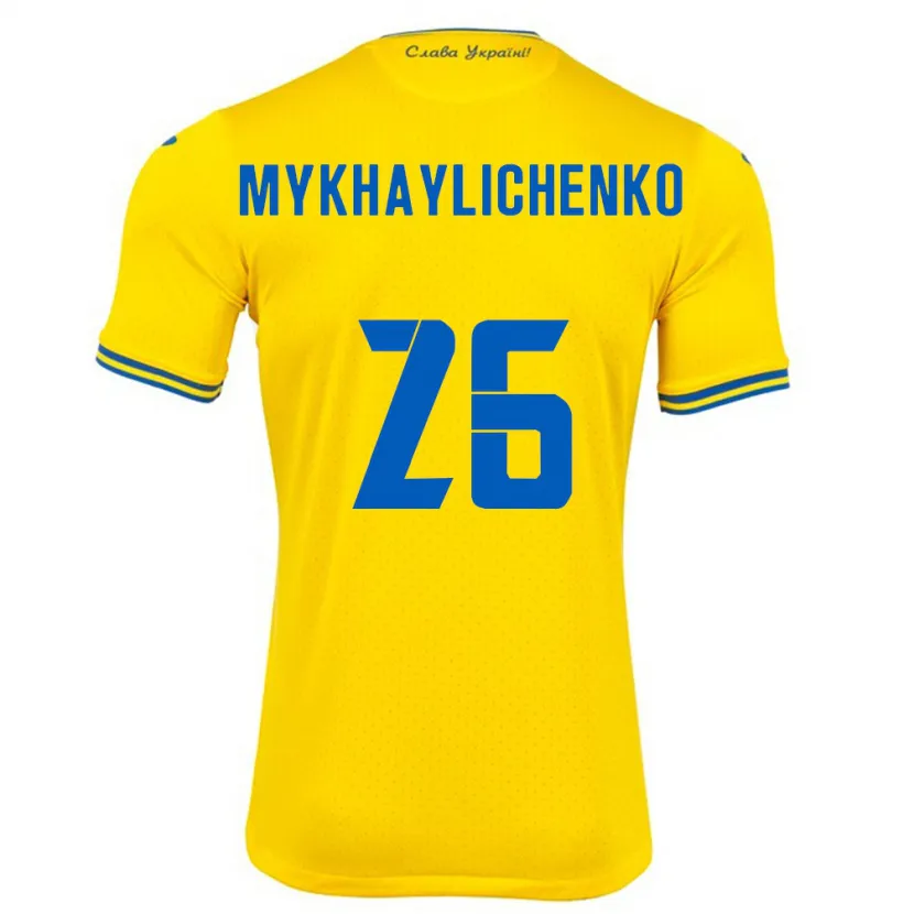 Danxen Børn Ukraine Bogdan Mykhaylichenko #26 Gul Hjemmebane Spillertrøjer 24-26 Trøje T-Shirt