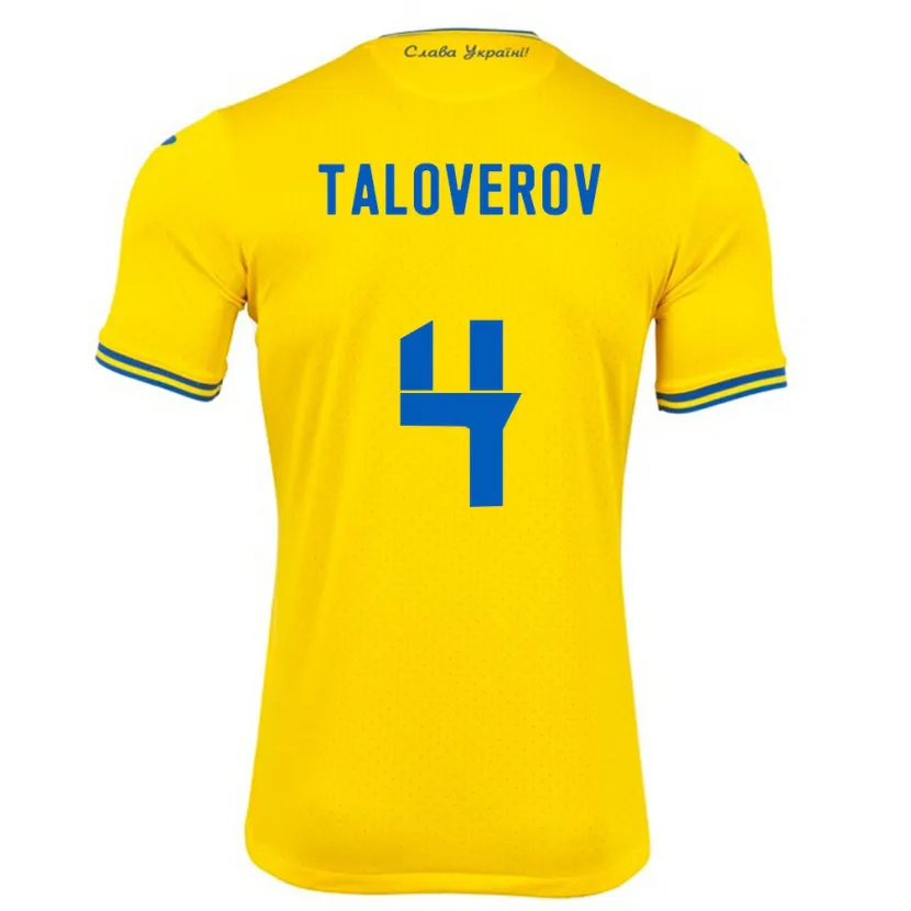 Danxen Børn Ukraine Maksym Taloverov #4 Gul Hjemmebane Spillertrøjer 24-26 Trøje T-Shirt