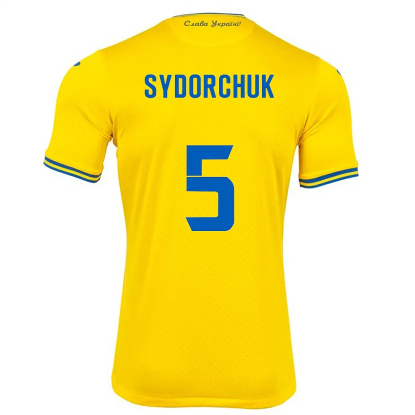 Danxen Børn Ukraine Sergiy Sydorchuk #5 Gul Hjemmebane Spillertrøjer 24-26 Trøje T-Shirt